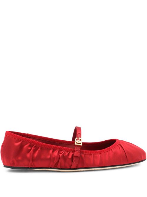 【DOLCE & GABBANA】レッド ナッパレザー バレエフラットシューズ［CB0257AD1608S297］