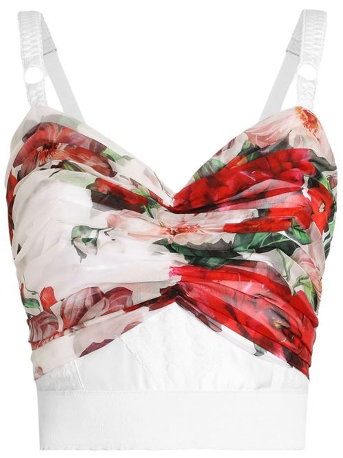 【DOLCE & GABBANA】ローズプリント マーキゼット&シフォン コルセットトップ［F7AX5TIS1Y6HA5PD］