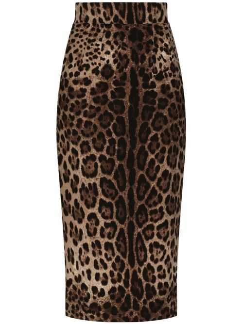 【DOLCE&GABBANA】レオパードプリント ペンシルスカート ブラウン［F4BZBTFS2A3HY13M］