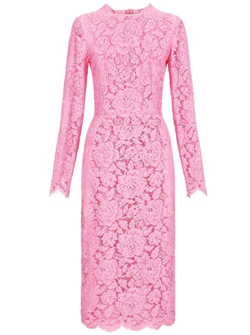 【DOLCE&GABBANA】シースドレス コードレース フローラルロゴ ピンク［F6M0DTHLM7LF0758］