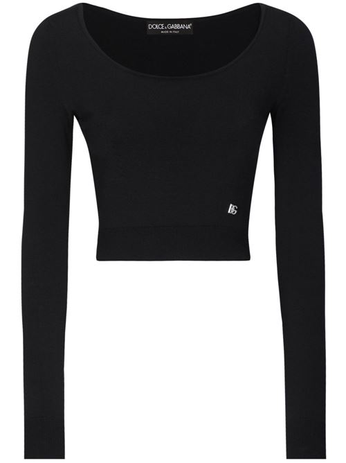 【DOLCE&GABBANA】ロゴ クロップド ニットトップ［FXH35TJAIH7N0000］