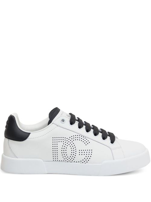 【DOLCE & GABBANA】Portofino ホワイト&ブラックレザースニーカー［CK2324AV06689697］