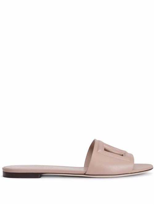 【DOLCE&GABBANA】DGロゴ カーフスキン スライドサンダル ペールピンク［CQ0436AY32980402］
