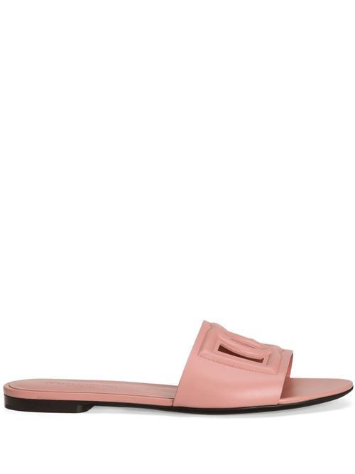 【DOLCE&GABBANA】DGロゴ カーフスキン スライドサンダル ローズピンク［CQ0436AY32980405］
