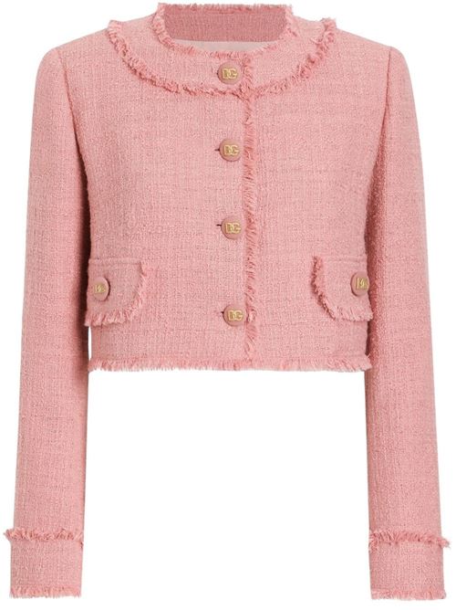 【DOLCE&GABBANA】Rachel ツイード クロップドジャケット ピンク［F26X8TGDCYKF0473］