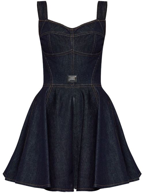 【DOLCE & GABBANA】デニムストラップ ミディドレス［F6H3SDG8MQ7S9001］