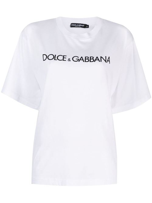 【DOLCE & GABBANA】ロゴレタリング コットンTシャツ ホワイト［F8U10TG7H4PW0800］