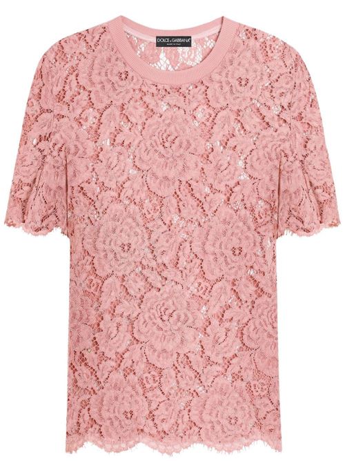 【DOLCE & GABBANA】コードレース ショートスリーブTシャツ ピンク［F8V21THLM7LF0473］