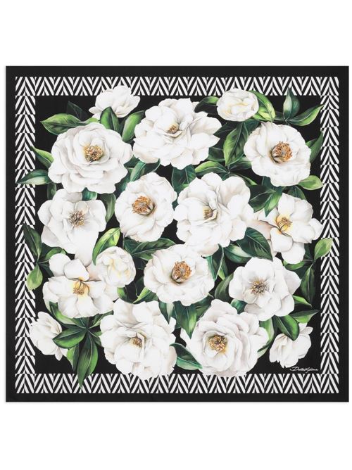 【DOLCE & GABBANA】ガーデニアプリント シルクツイルスカーフ 90×90［FN090RGDCUGHD5JB］