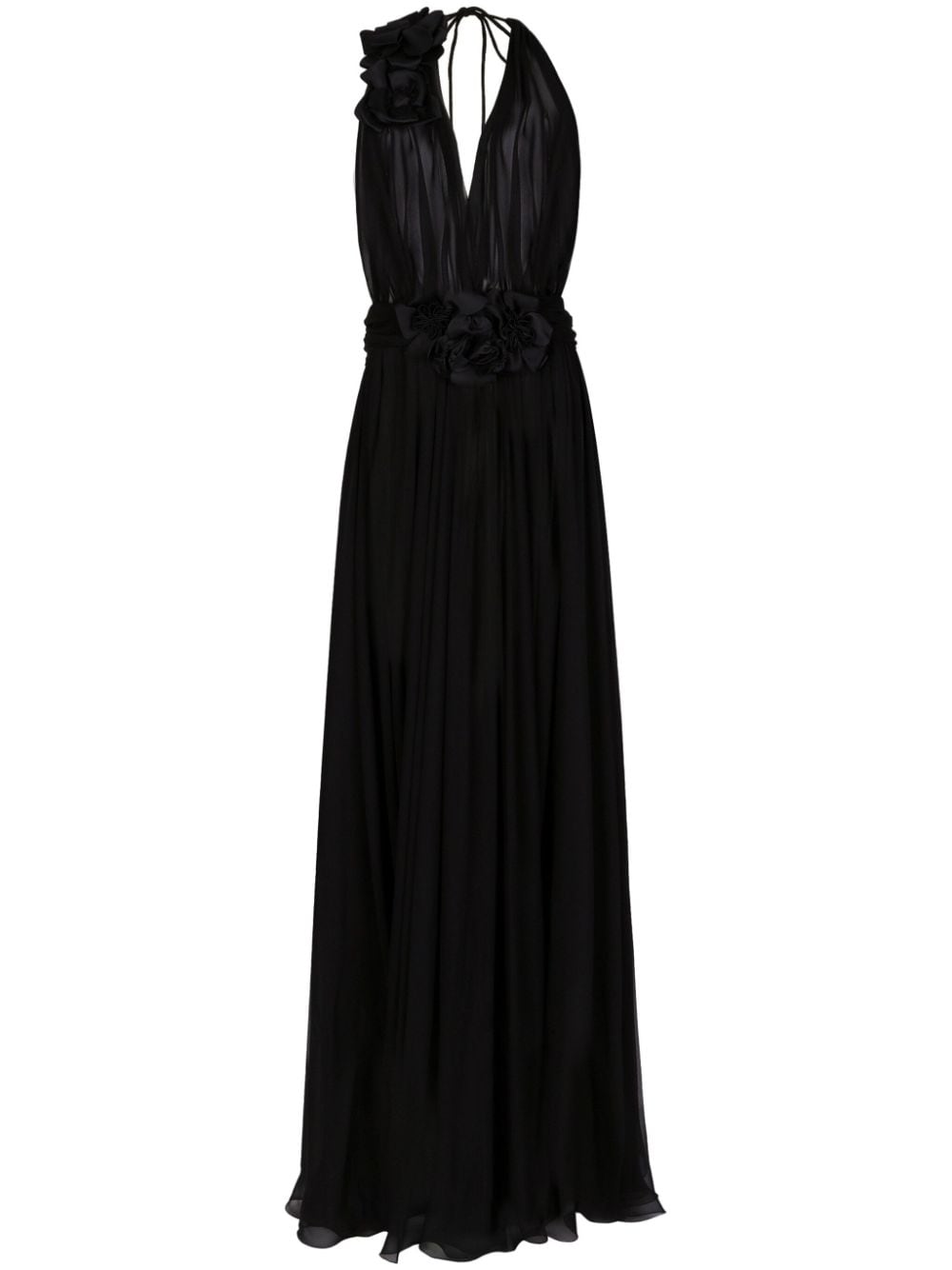 【DOLCE&GABBANA】フローラルディテール プリーツ シルクロングドレス［F6DJSTFU1ATN0000］