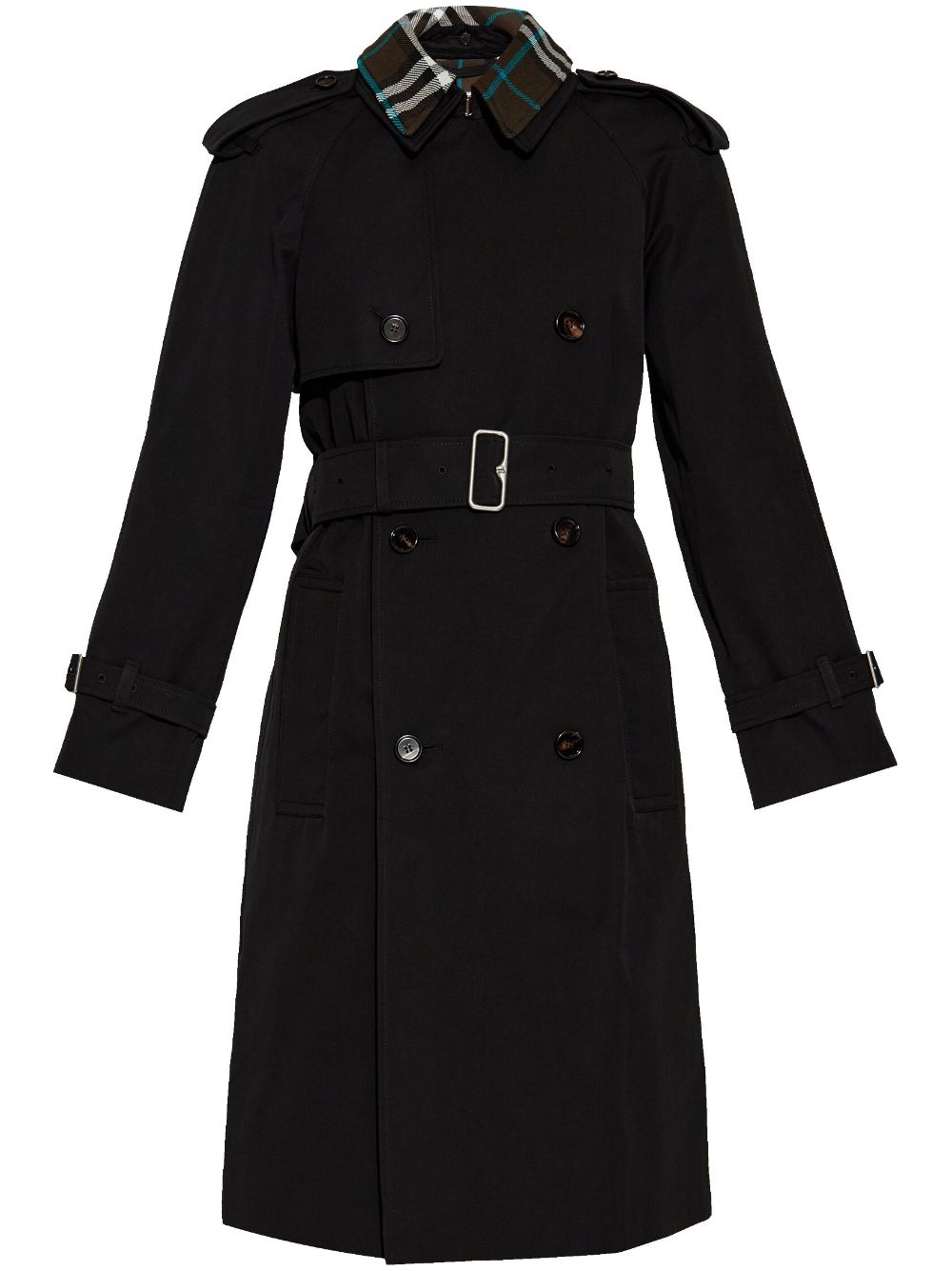 【BURBERRY】Cotton Trench Coat ブラック ダブルブレスト［8096579A1189］