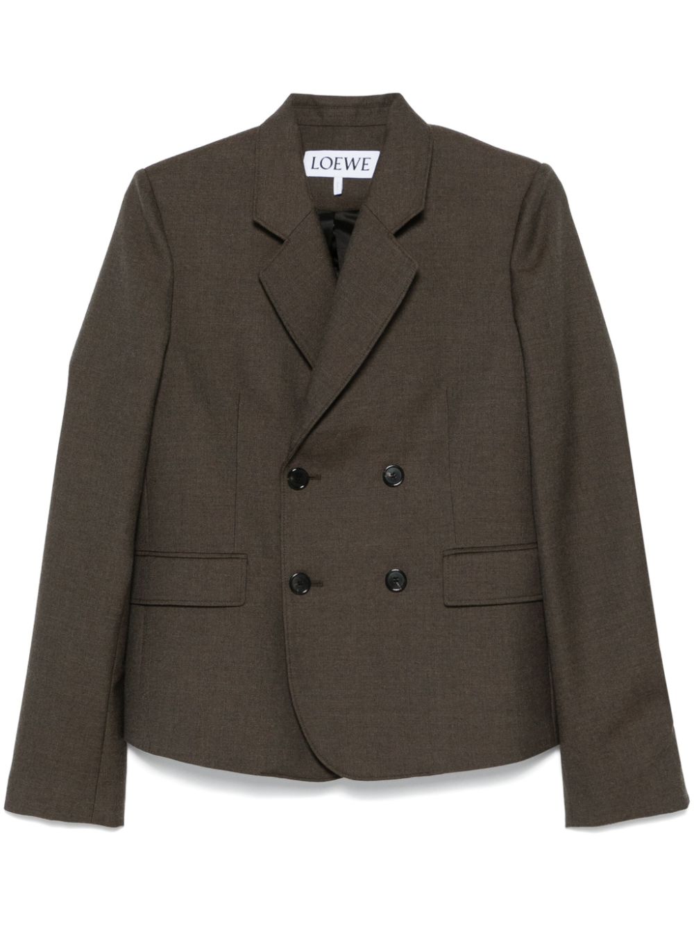【LOEWE】Wool Double-Breasted Jacket Mélange Twill Brown［S540Y03XAO6675］
