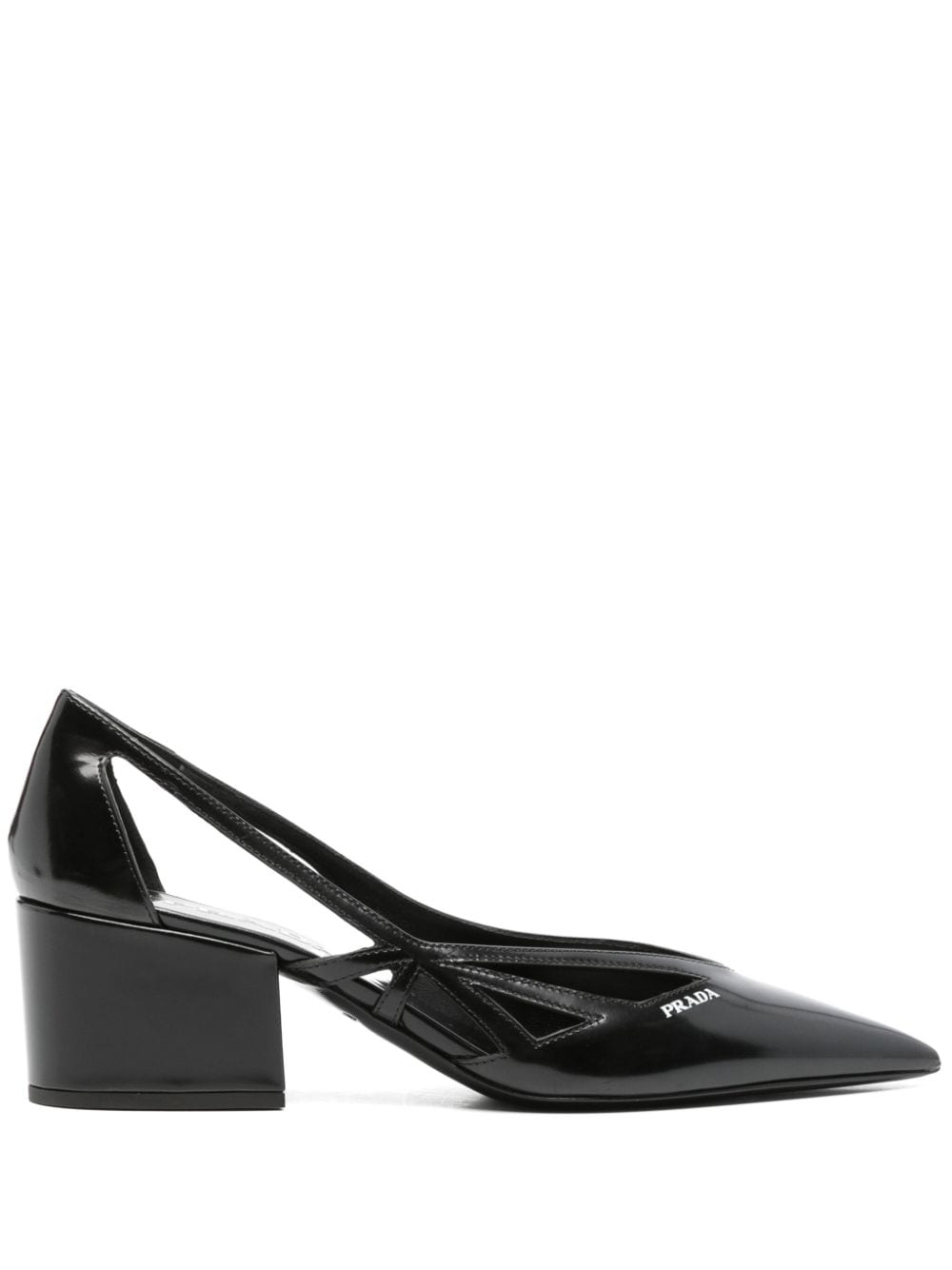 【PRADA】レザー カットアウト ポインテッドトゥ パンプス ブラック［1I741N055F0002］