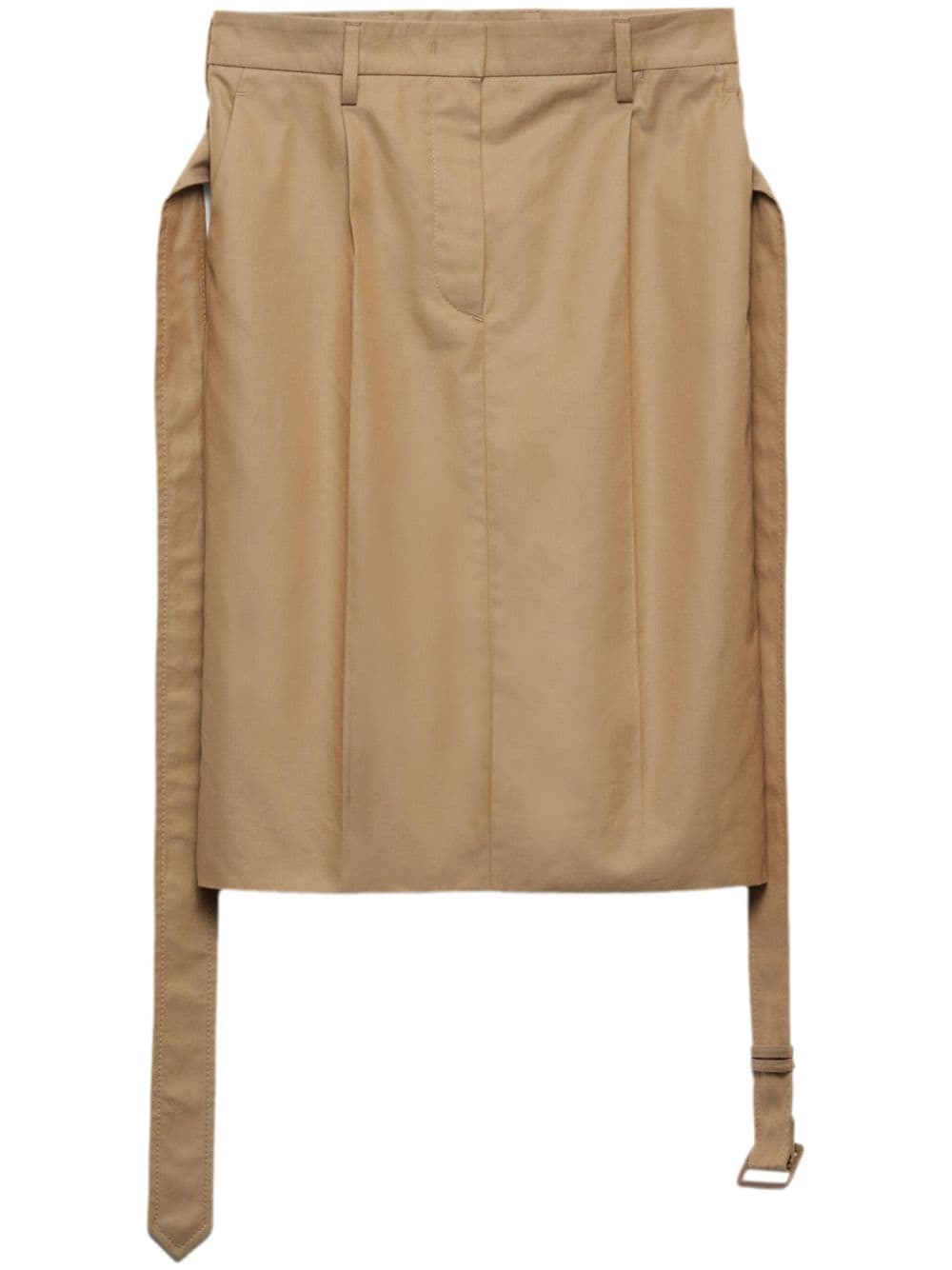 【PRADA】ベルト付き ミディスカート ベージュ［P185KK14ZGF0065］