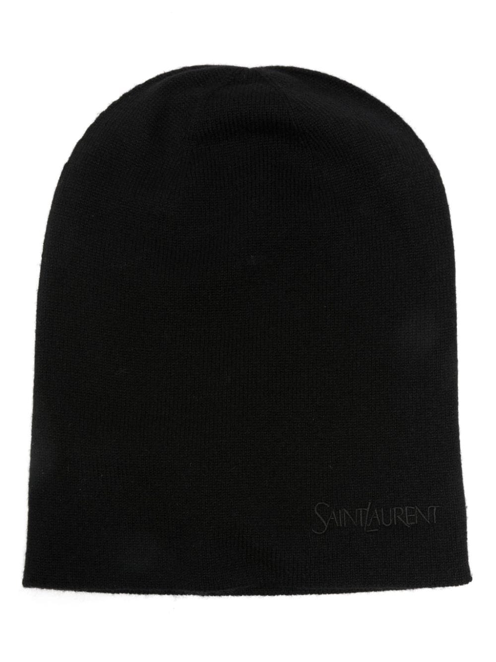 【SAINT LAURENT】エンブロイダリー ビーニー カシミヤ ブラック［8026663Y2051000］