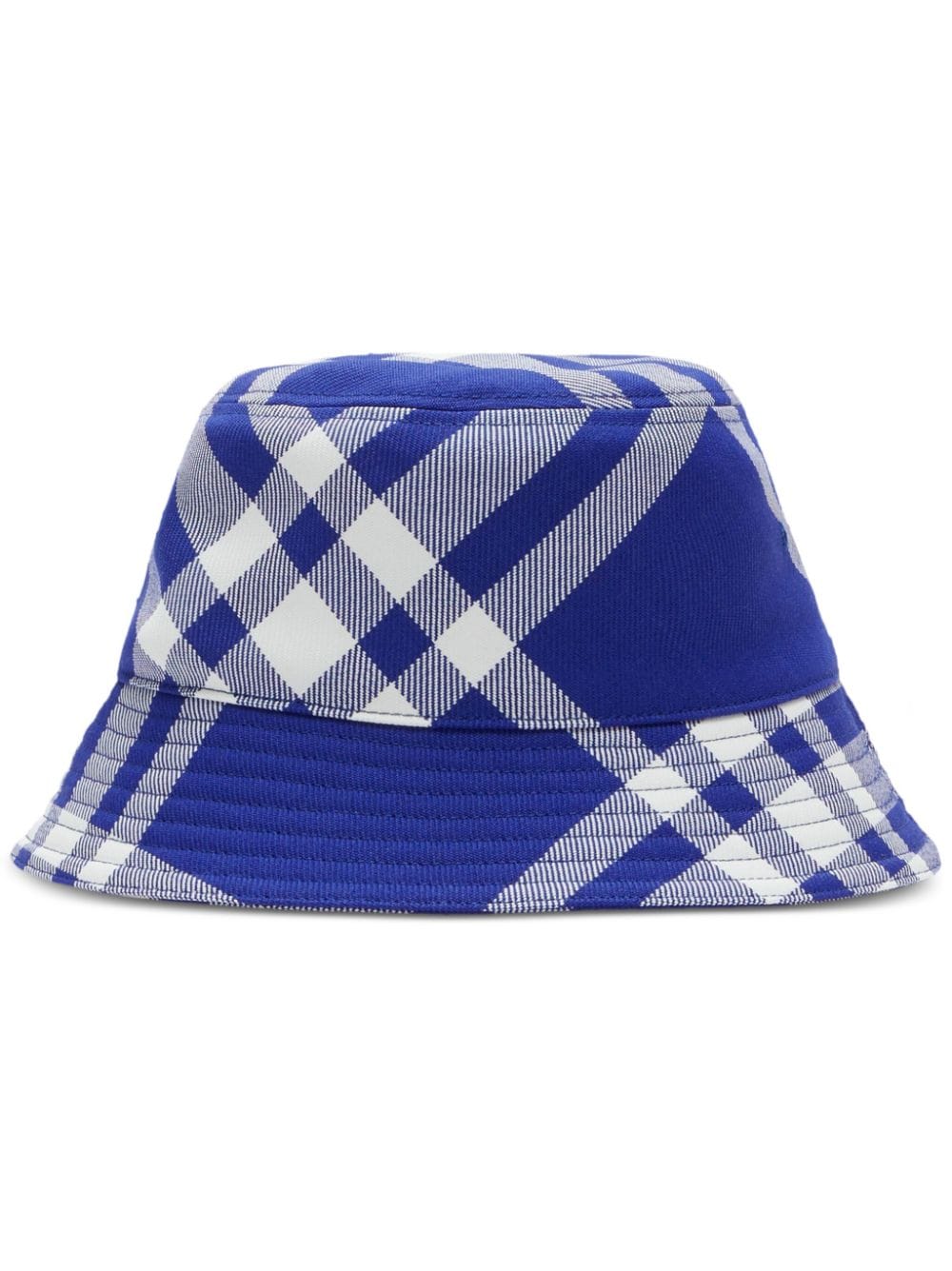 【BURBERRY】 バケットハット 青チェック[8079490B7369]