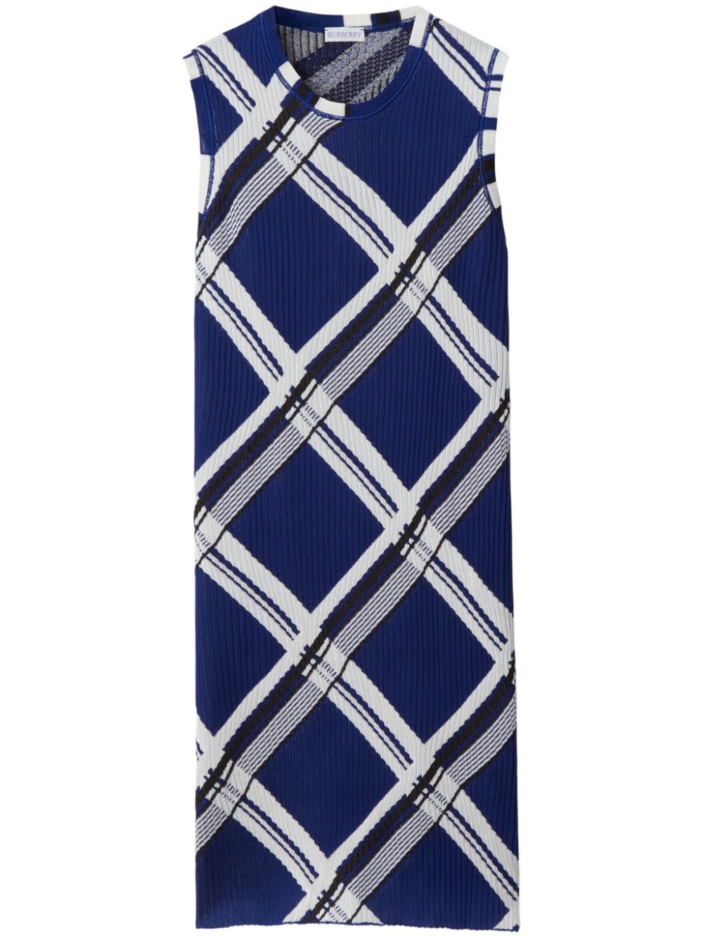 【BURBERRY】Check Motif Silk Dress ブルー［8087293B7369］