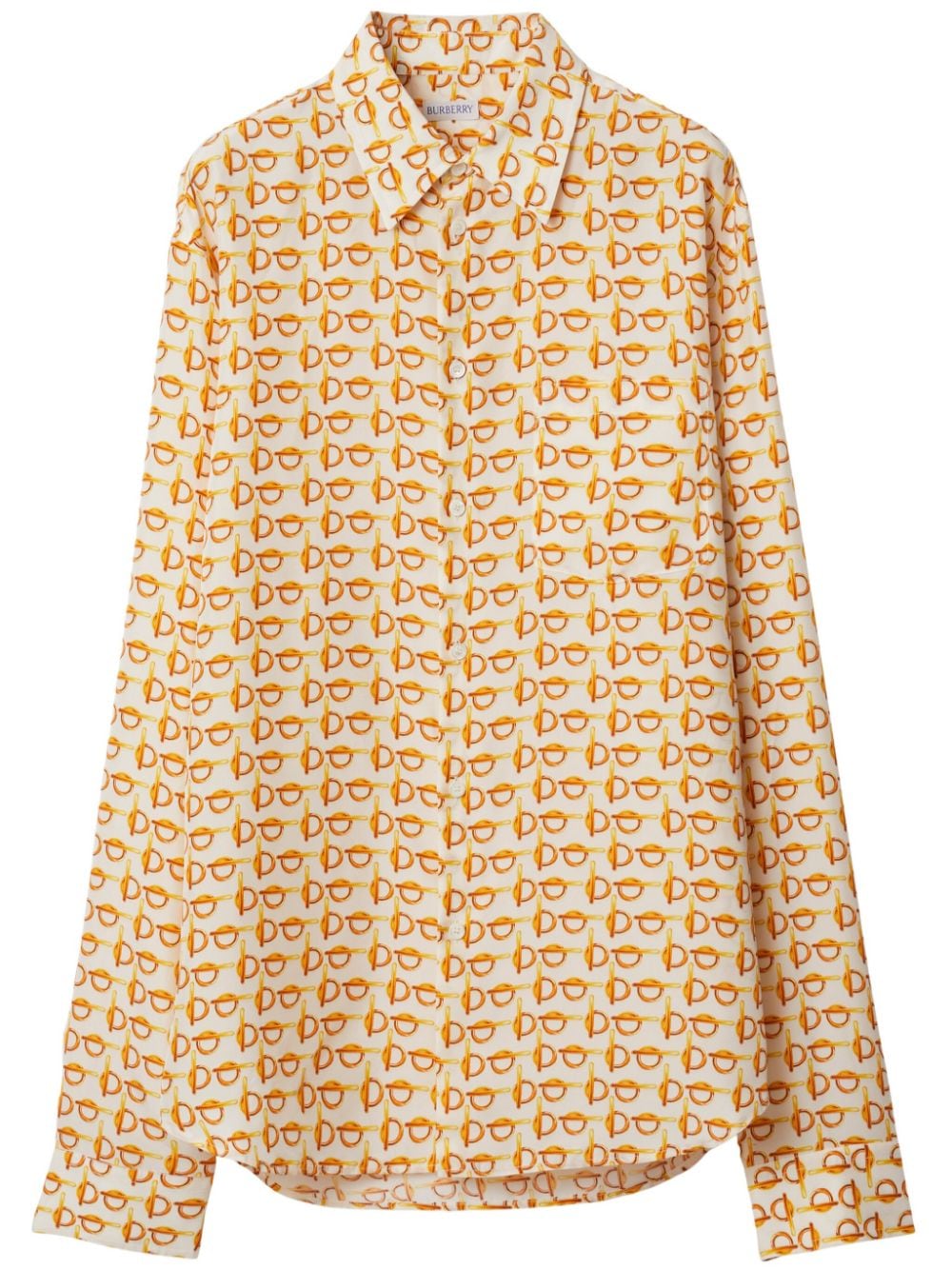【BURBERRY】Printed Silk Shirt ゴールド&ホワイト［8090731B9555］