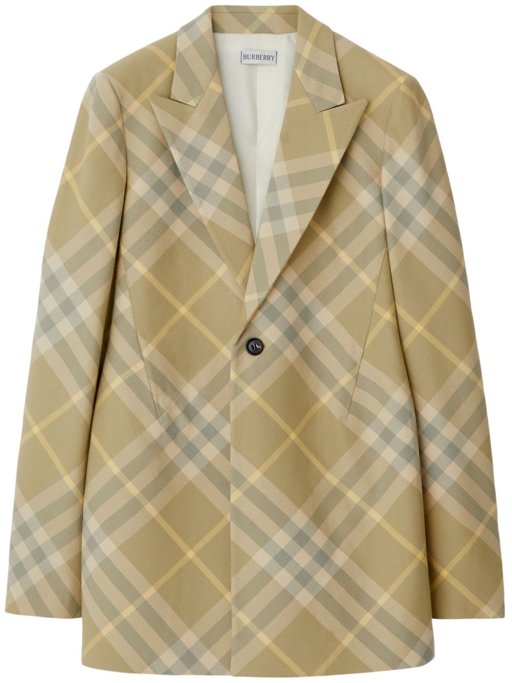 【BURBERRY】ウール シングルブレストブレザージャケット ライトオリーブグリーンチェック［8082603B8686］