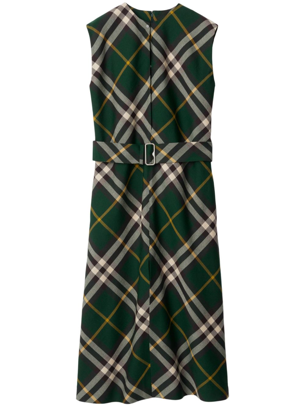 【BURBERRY】チェックモチーフ ウールミディドレス アイビーグリーン［8083057B8660］