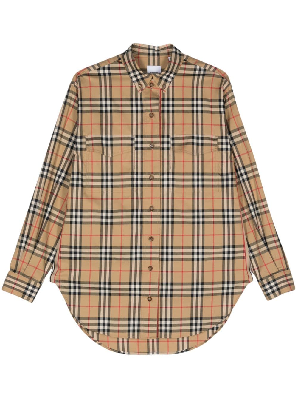 【BURBERRY】Check Motif Cotton Shirt ベージュ［8083146A7028］