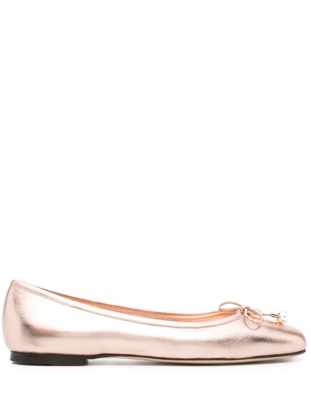 【JIMMY CHOO】エルメ フラット メタリックレザー バレエシューズ パウダーピンク［ELMEFLATMNABALLETPINK］