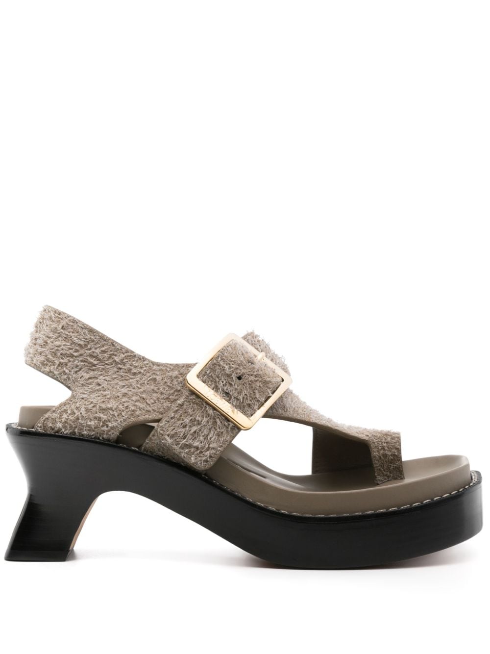 【LOEWE】Ease Buckle Sandals Brushed Suede Khaki［L814465X924160］