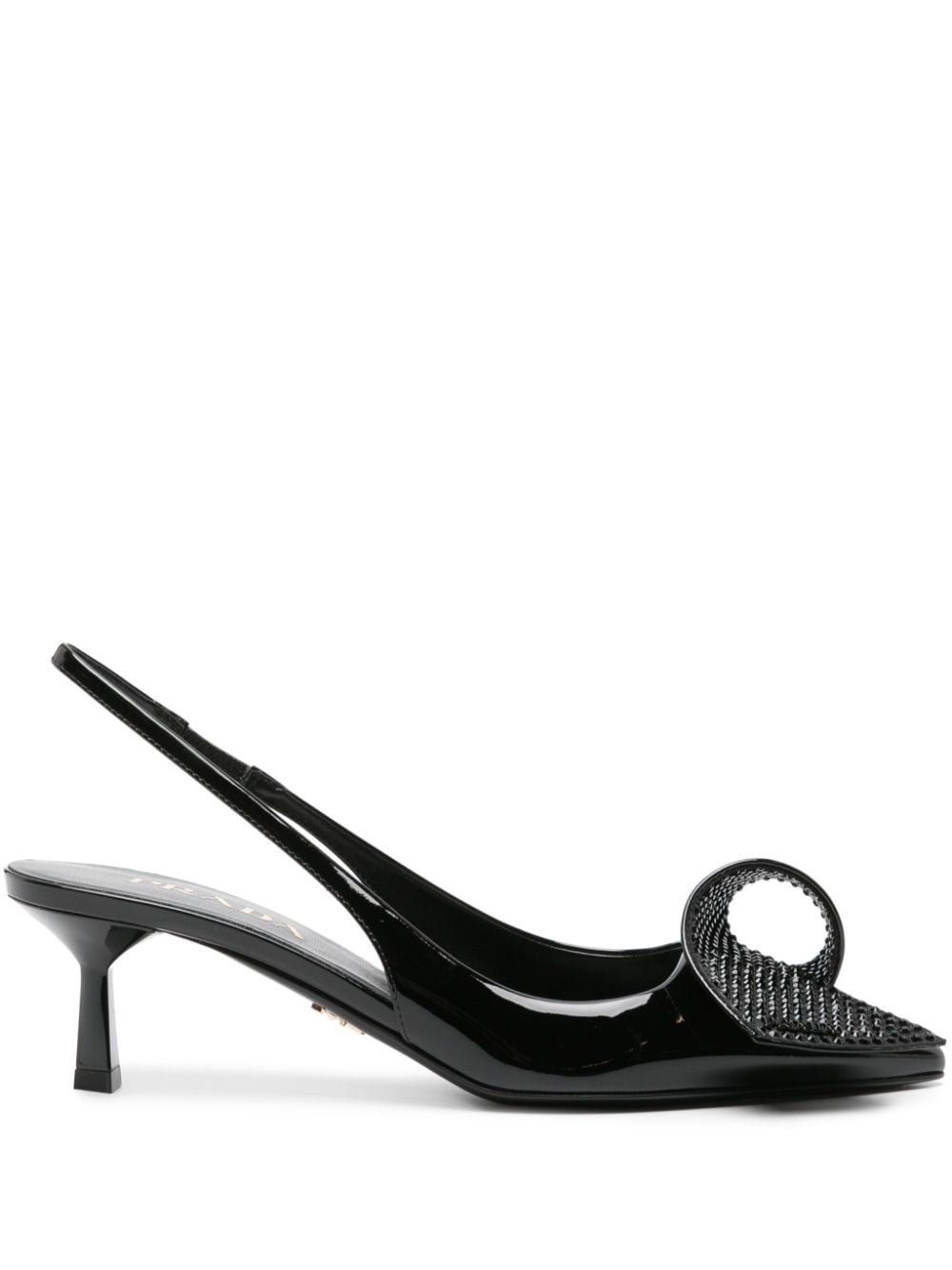 【PRADA】パテントレザー スリングバックパンプス ブラック［1I345N3LOCF0002］