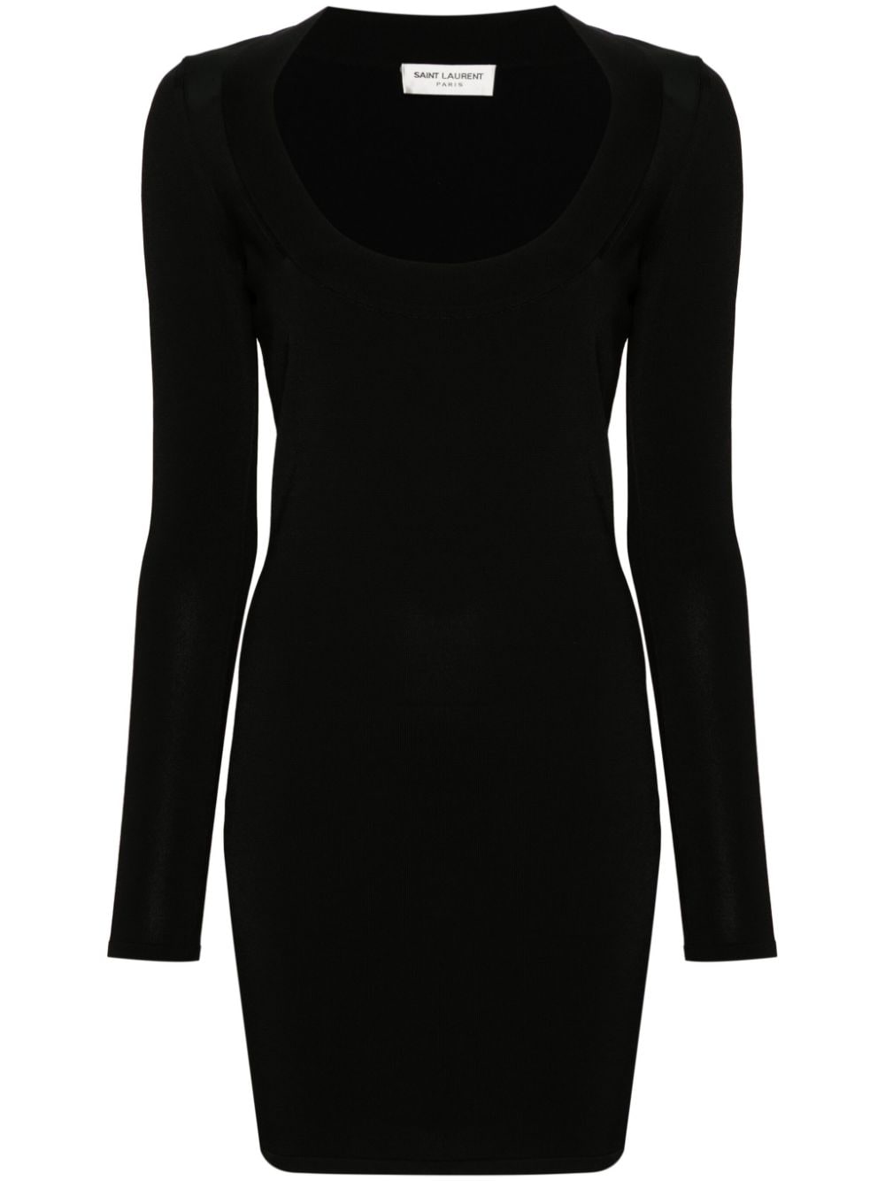 【SAINT LAURENT】リブニット デコルテ ショートドレス ブラック［782641Y76EO1000］