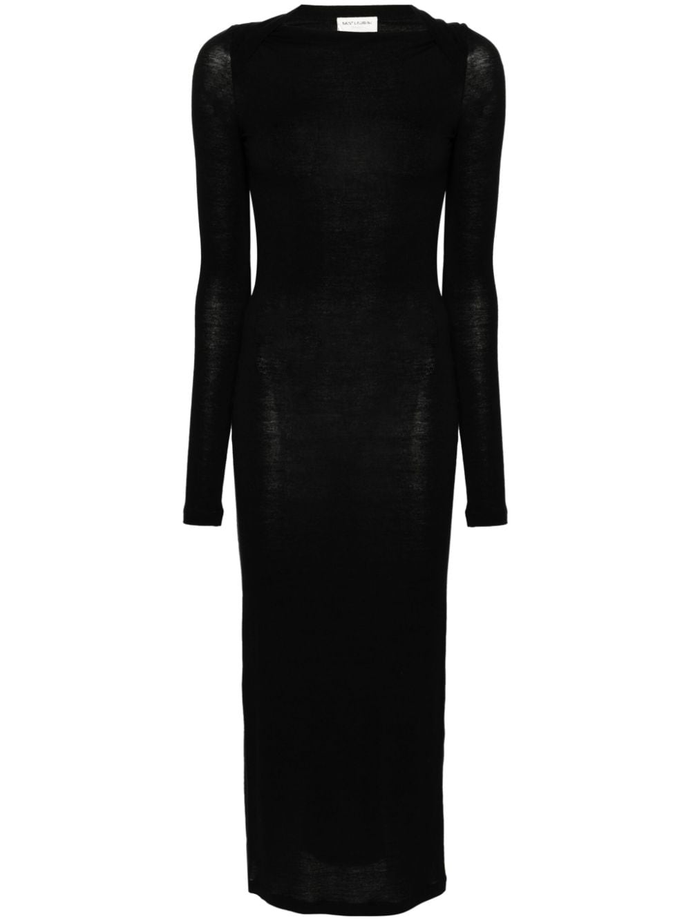 【SAINT LAURENT】ウールブレンド ロングペンシルドレス ブラック［775362Y37NW1000］