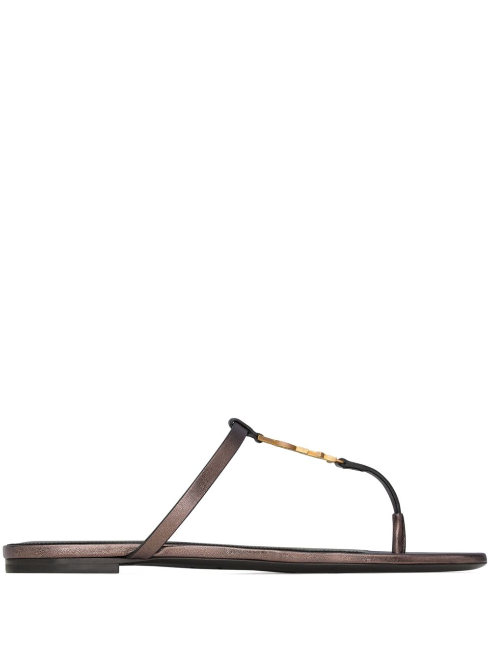 【SAINT LAURENT】Cassandre レザーサンダル メタリックブラウン［7760810NLDD2121］