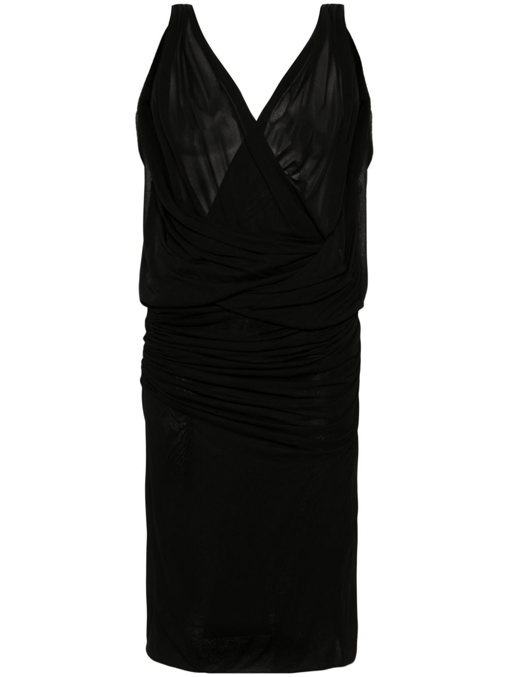 【SAINT LAURENT】Vネック ミニドレス ブラック［779418Y096Q1000］
