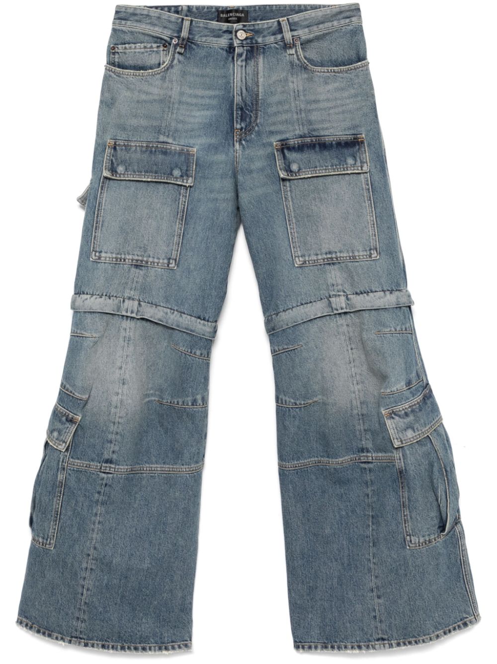 【BALENCIAGA】フレア カーゴ デニムパンツ ブルー［783694THW254245］