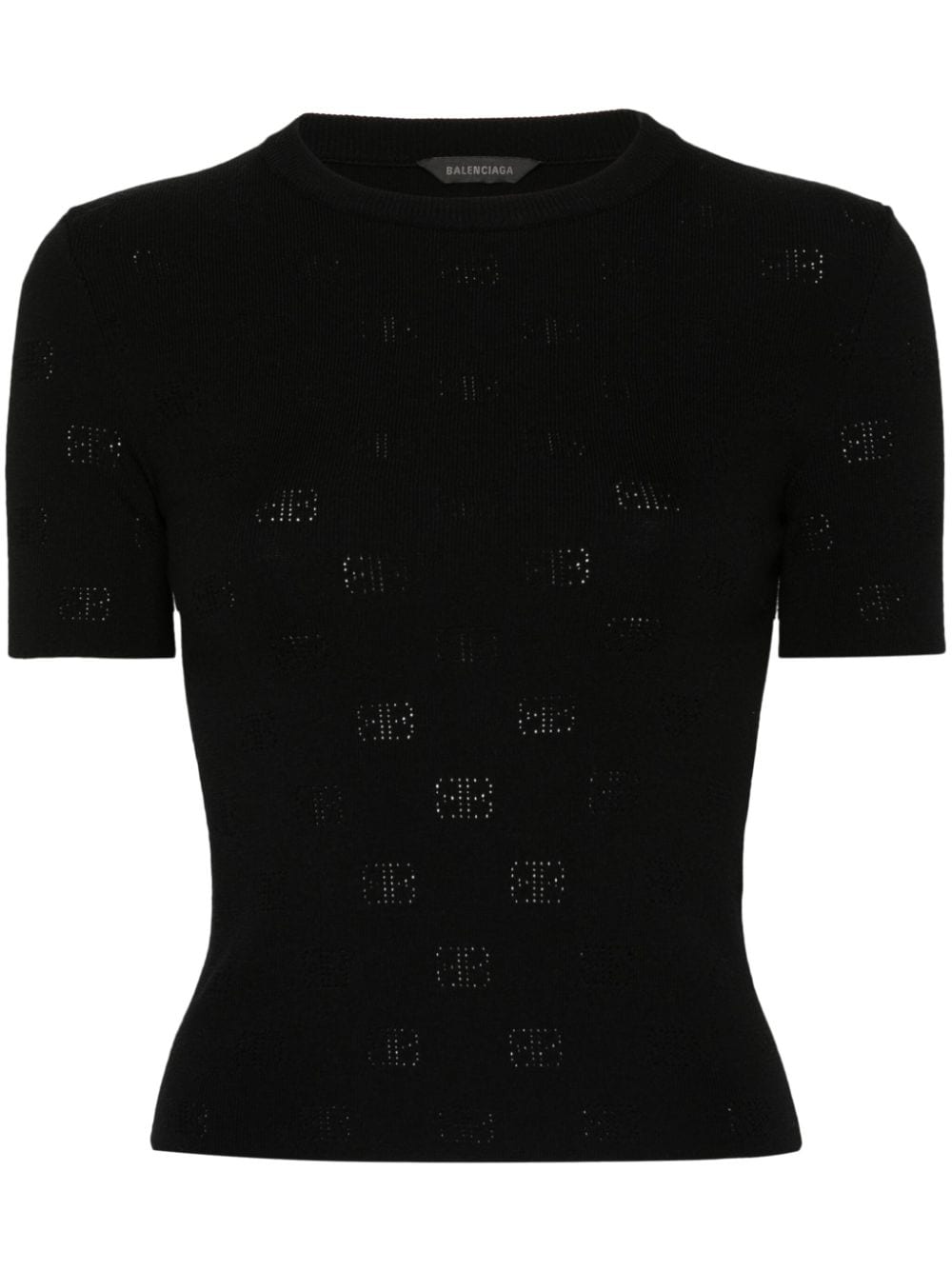 【BALENCIAGA】パンチングロゴ ウールブレンド半袖セーター［793612T52151000］