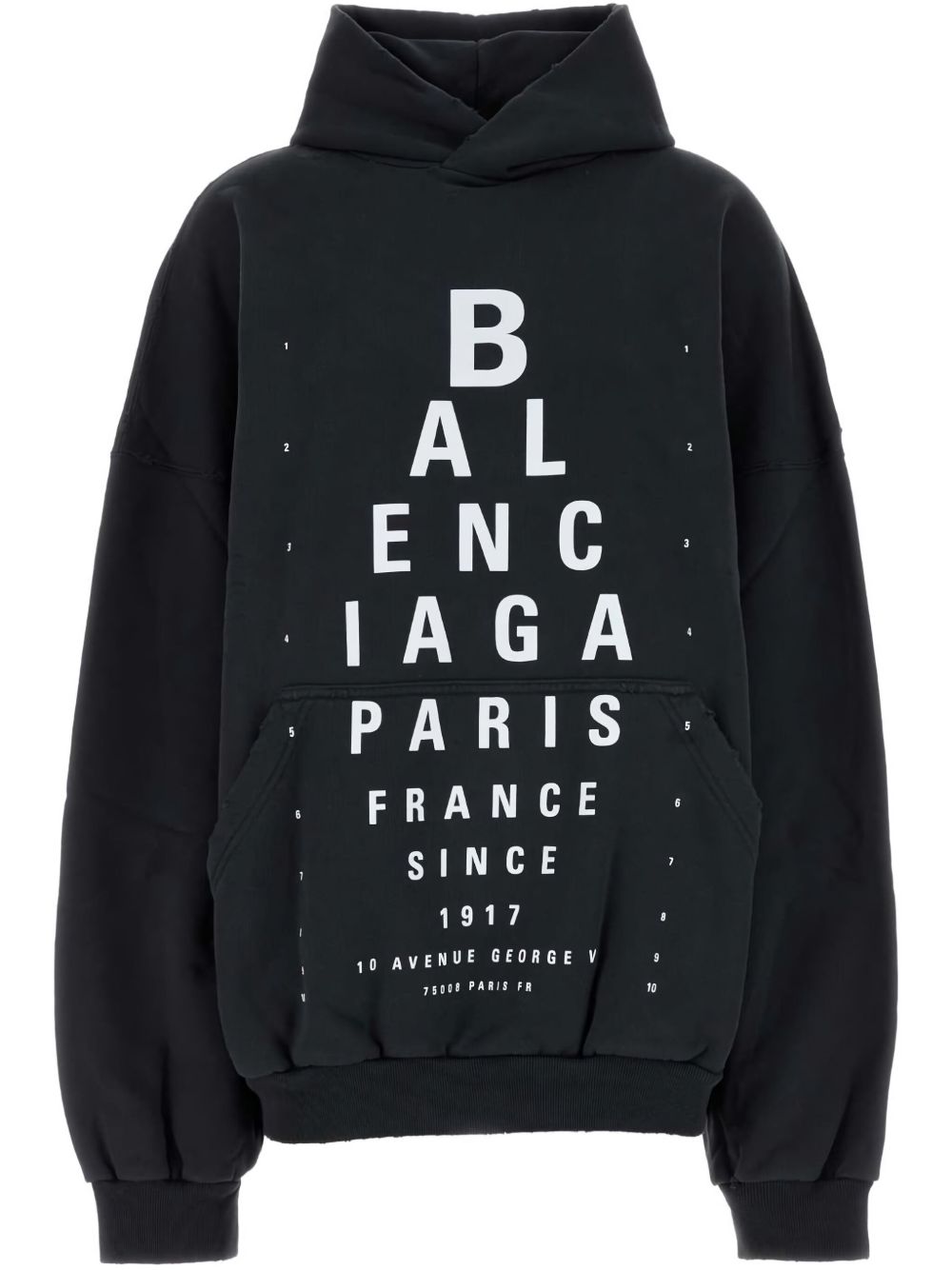 【BALENCIAGA】Optical Hoodie ラージフィット ブラック［803265DTRVU79034］