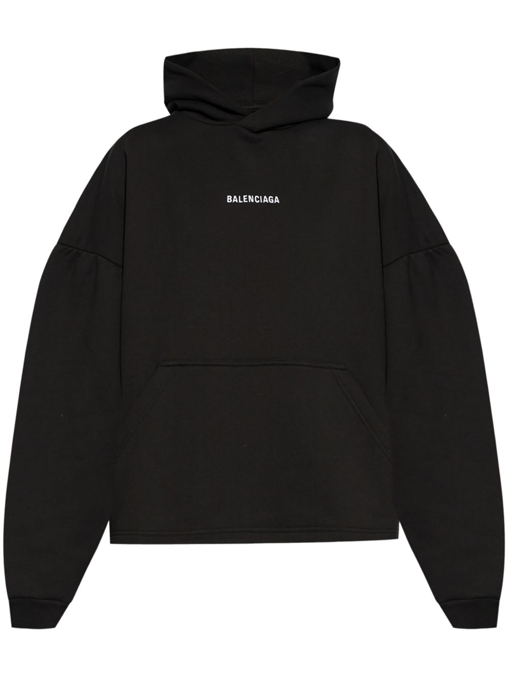 【BALENCIAGA】Logo Embroidered Hoodie in Black/White［818433TRVJ31070］