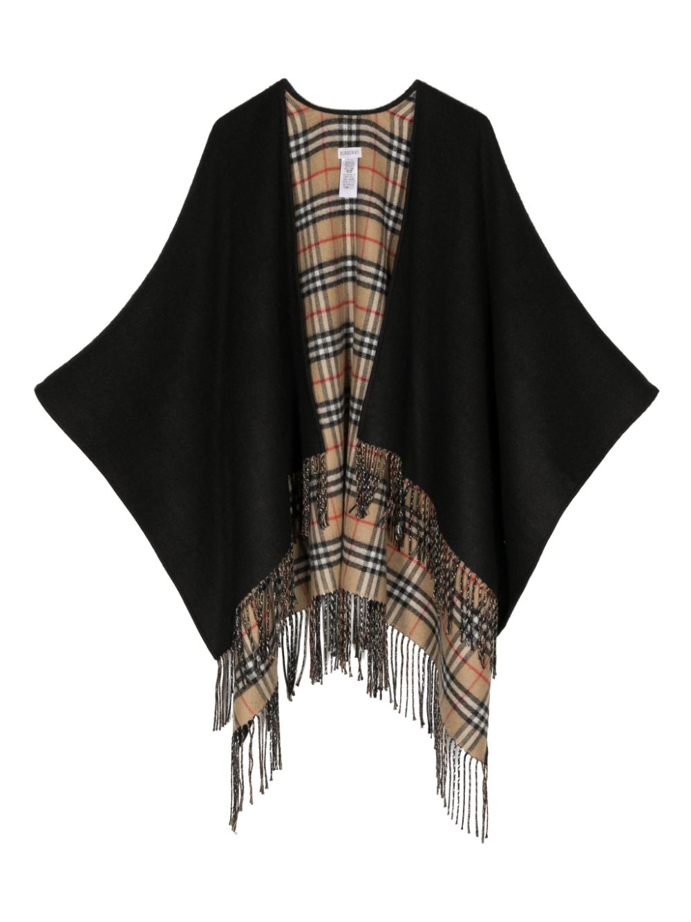 【BURBERRY】ウールリバーシブルケープ ブラック［8077897A1189］