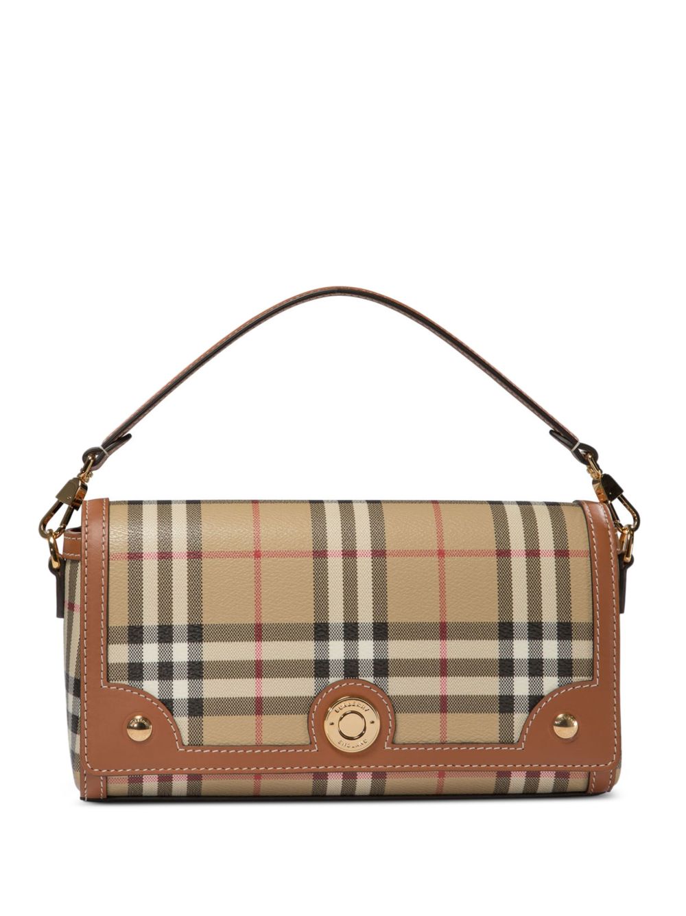【BURBERRY】チェック レザー ハンドバッグ ライトグレー［8092048A9534］