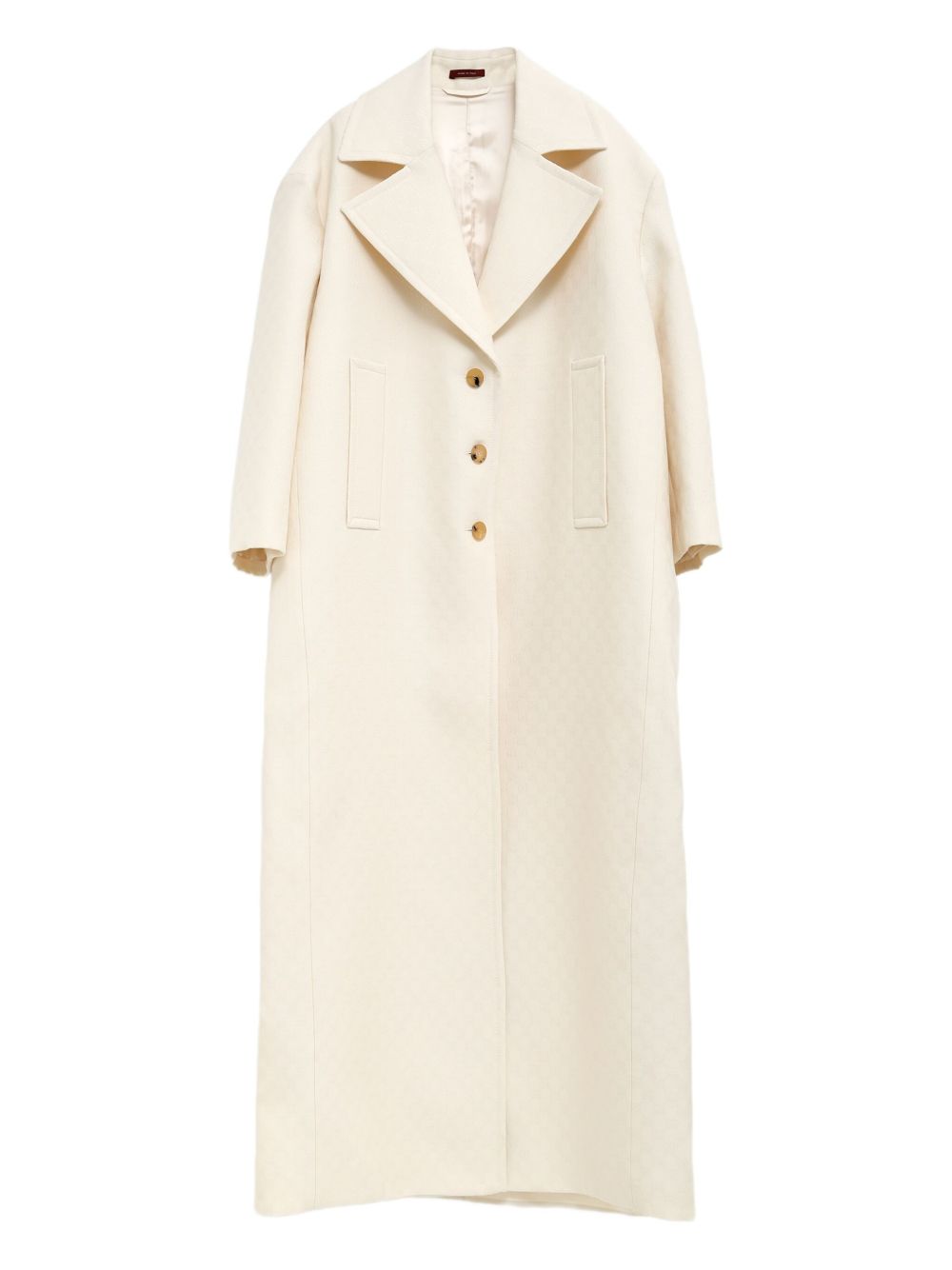【GUCCI】GG Silk Wool Crepe Single-Breasted Coat Off White［828240Z7APD9854］