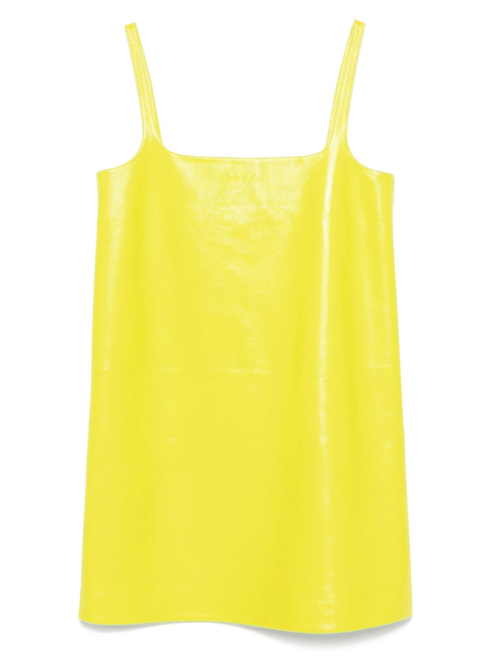 【GUCCI】Shiny Leather Mini A-Line Dress Acid Green［829997XNA683753］