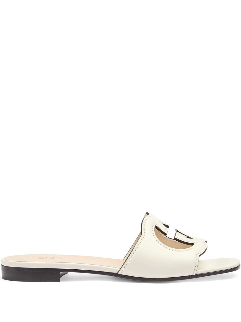 【GUCCI】Interlocking G Cut-Out Slide Sandal White Leather［694451US0009022］