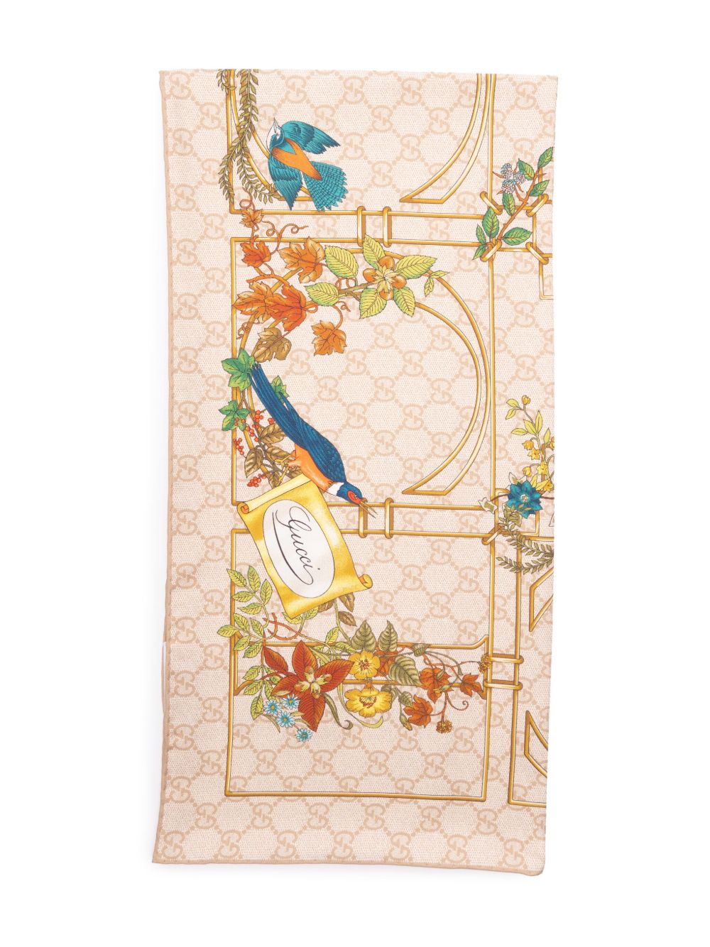 【GUCCI】プリント シルクスカーフ アイボリー&マルチカラー［7770663G0019300］
