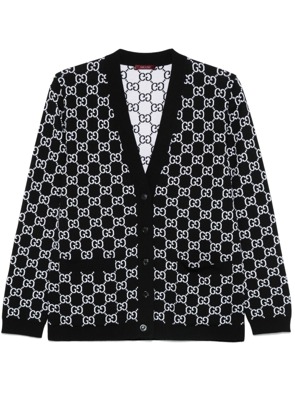 【GUCCI】GGウールジャカード リバーシブルカーディガン ブラック&ホワイト［798157XKEJP1070］