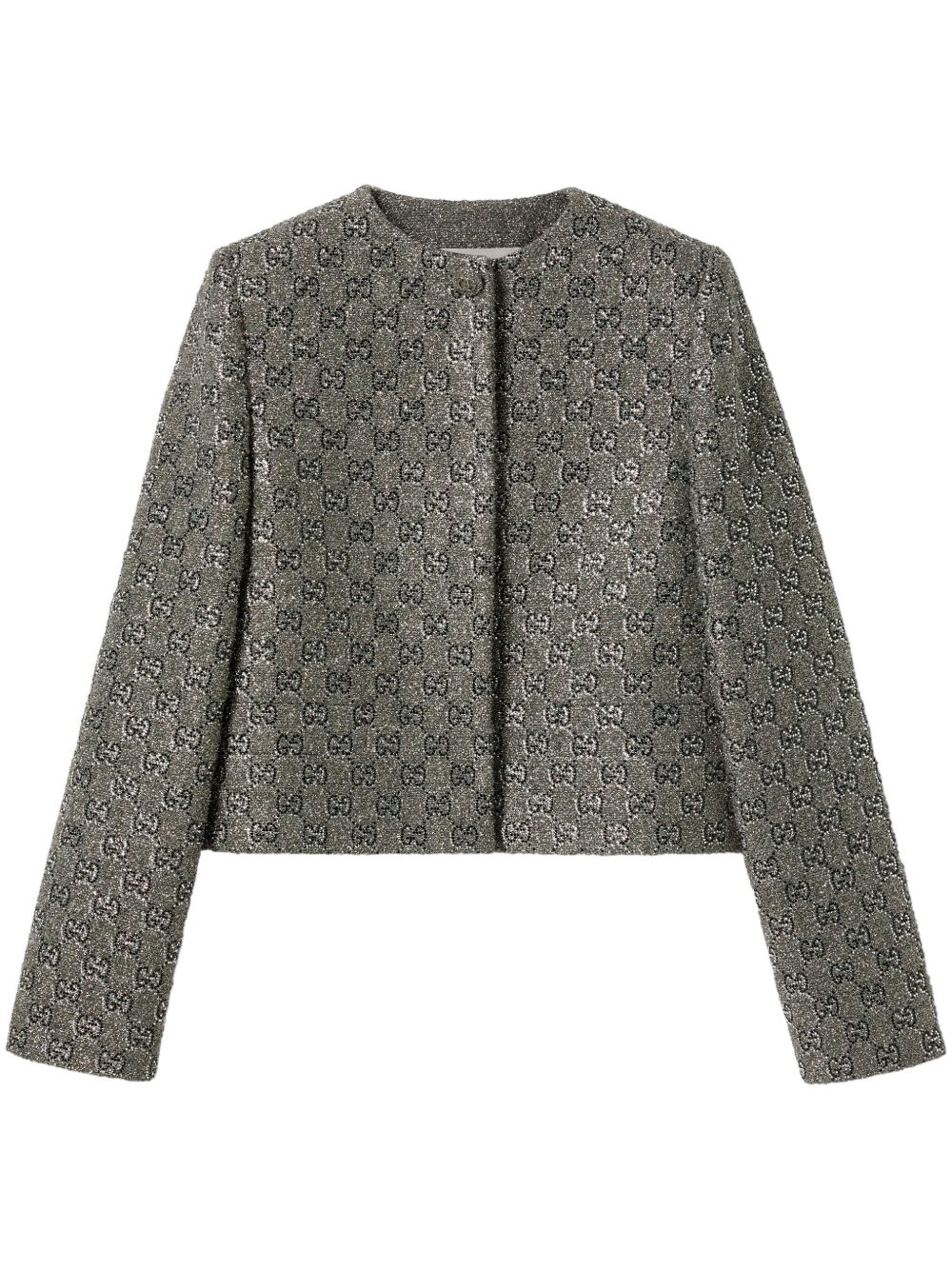 【GUCCI】GGウールツイード エンブロイダリー ジャケット グレー［803852ZARWY1098］