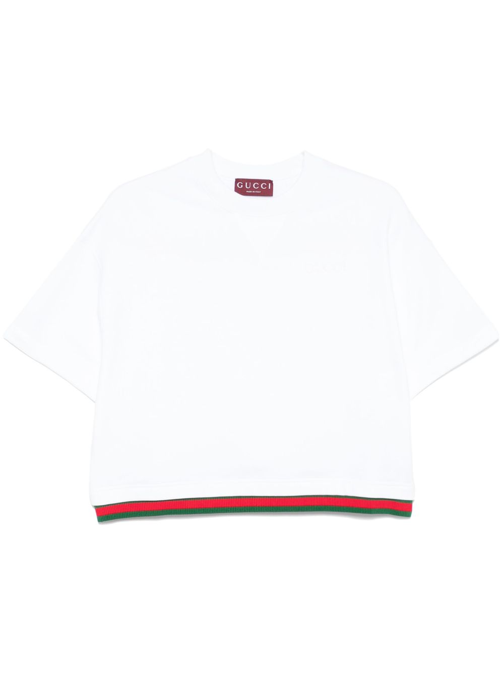 【GUCCI】WEBディテール クロップド コットンジャージートップ ホワイト［805349XJG1A9692］