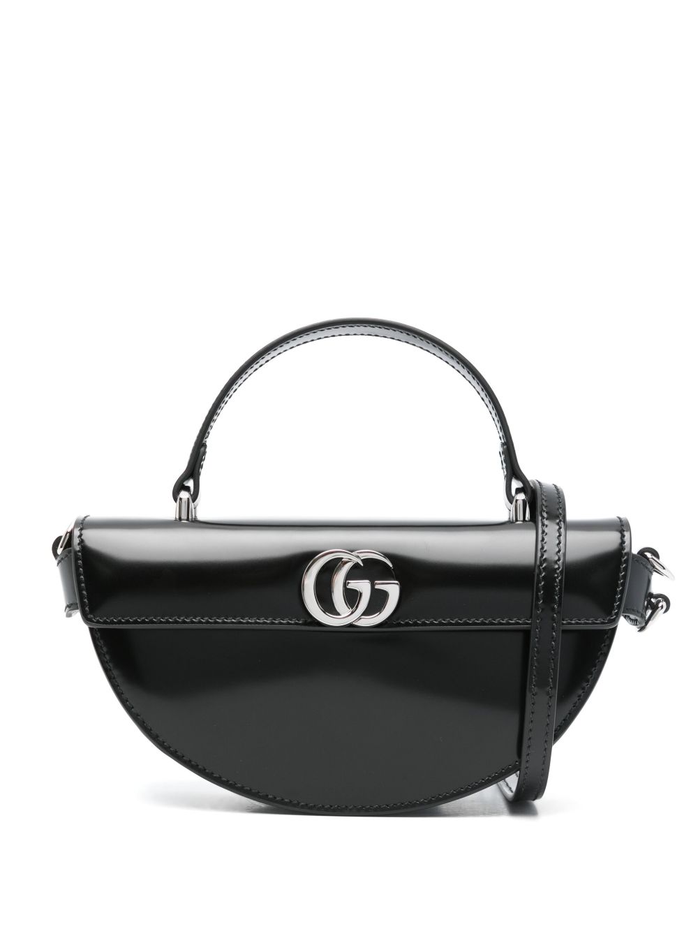 【GUCCI】Mini Half-Moon Top Handle Bag Black Leather［805816AADVW1000］