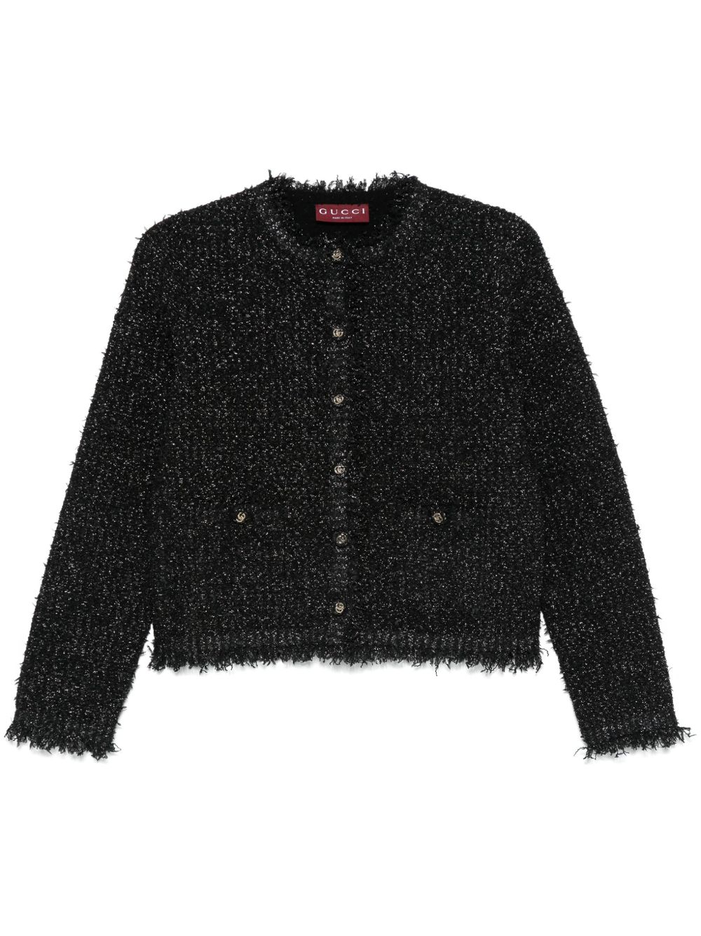【GUCCI】ラメ&ヴィスコース カーディガン ブラック［805925XKEJ31000］