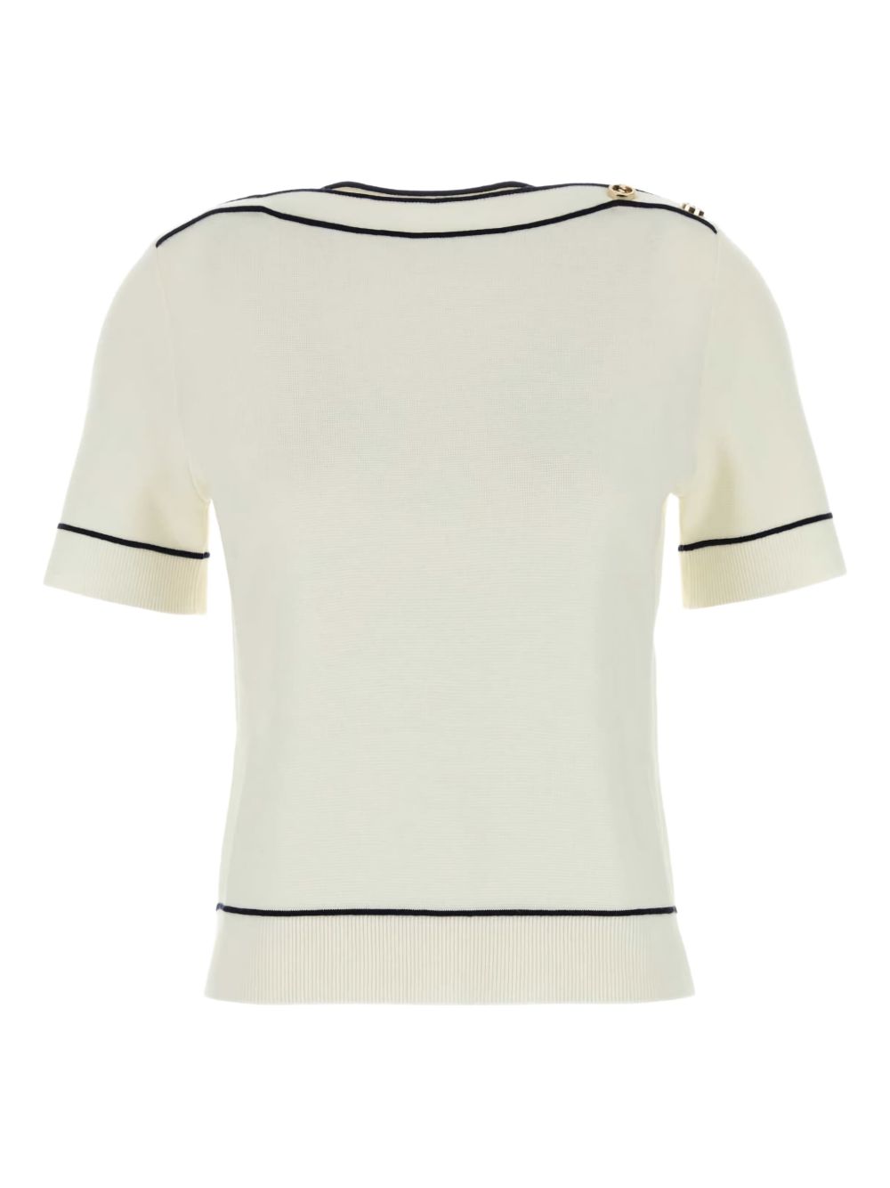 【GUCCI】Contrasting Trim Cotton Top White［813811XKEHH9034］