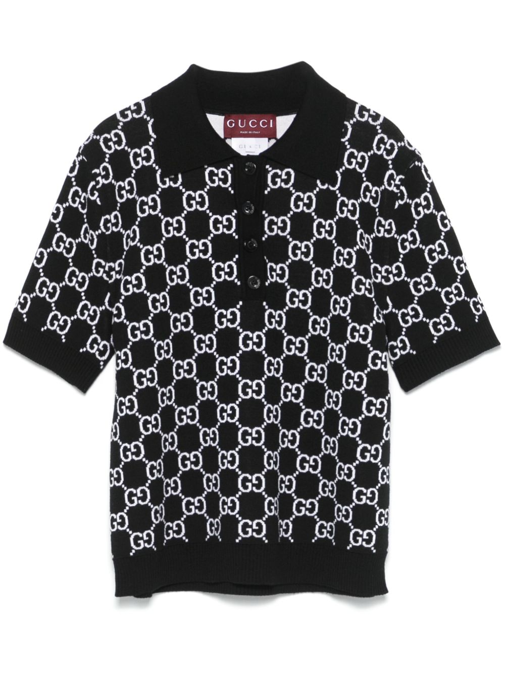 【GUCCI】Reversible GG Wool Jacquard Polo Shirt Black & White［814273XKEJP1070］