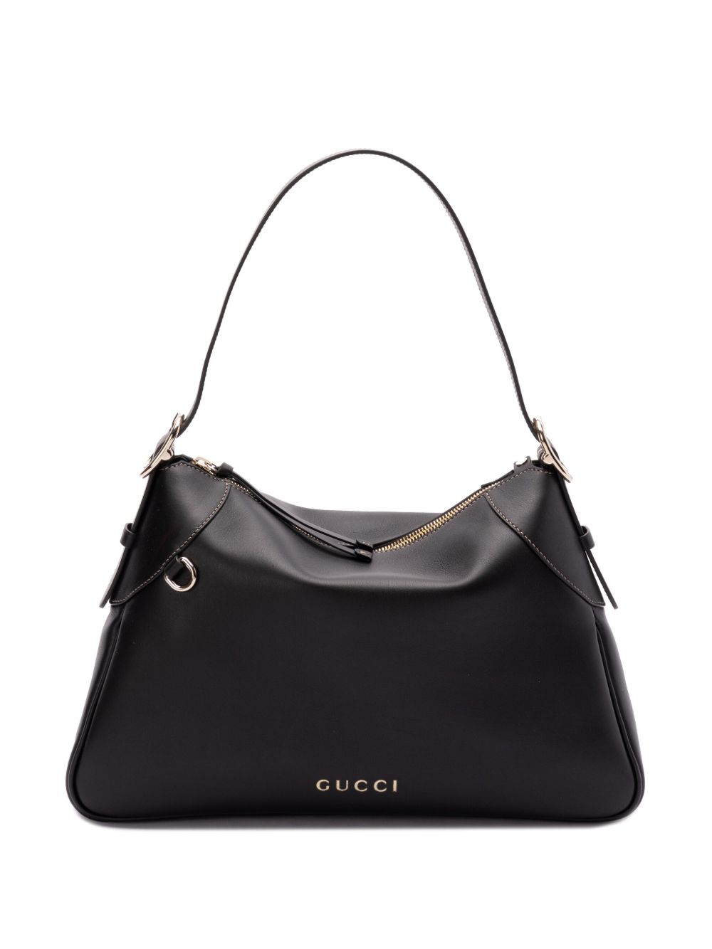【GUCCI】GGエンブレム ラージ ショルダーバッグ ブラックレザー［815217AAEC21000］